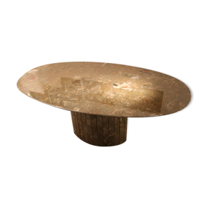 table à manger ovale en marbre italien brun/vert - Italie - années 1970