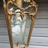 Bronze lantern of Louis XVI style working order - engraved glasses