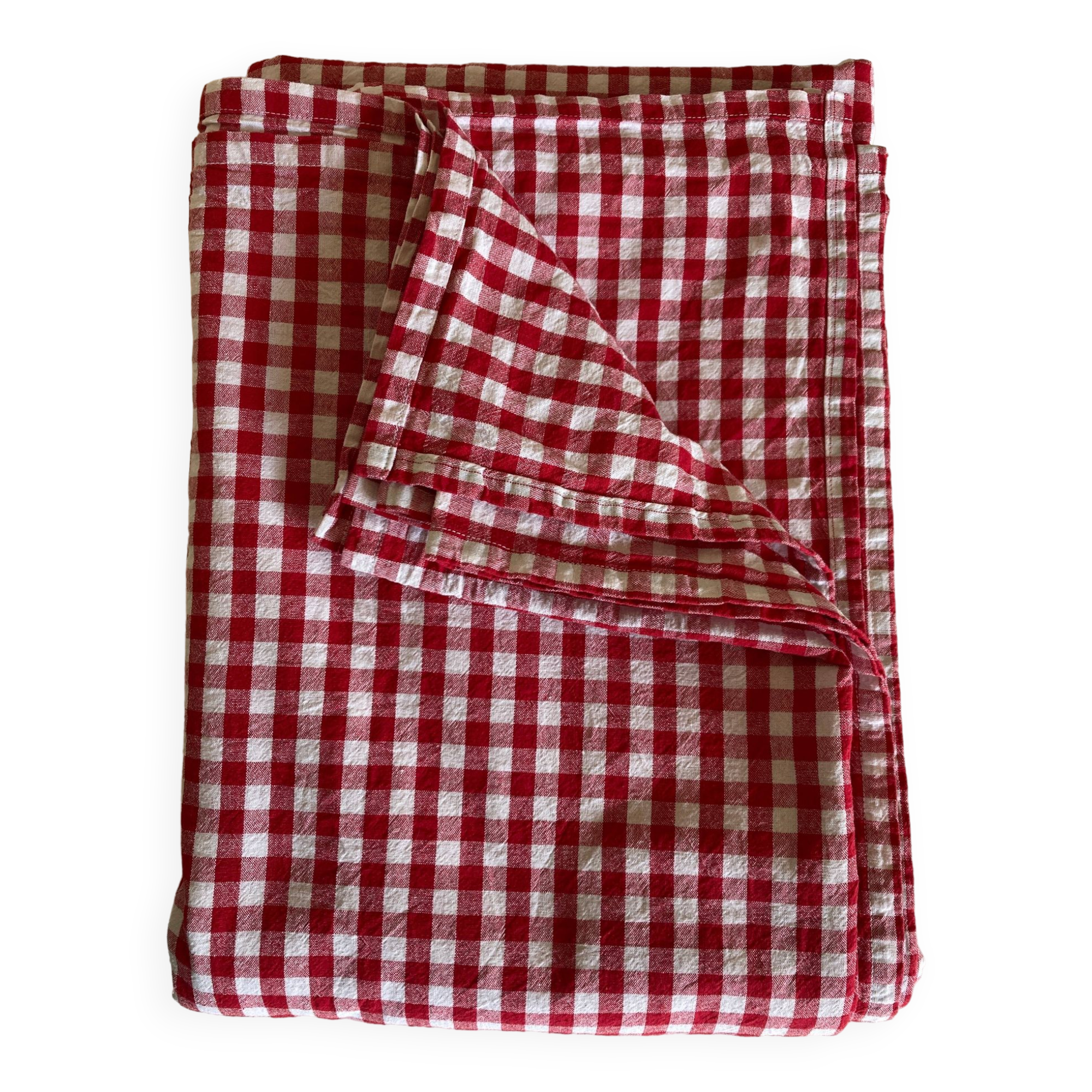 XXXL country tablecloth in poppy red gingham canvas