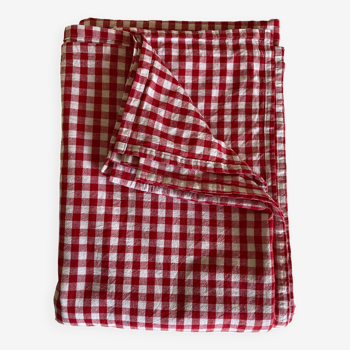 Nappe de campagne XXXL en toile vichy rouge coquelicot