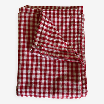 XXXL country tablecloth in poppy red gingham canvas