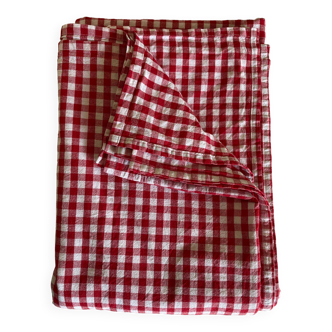 XXXL country tablecloth in poppy red gingham canvas