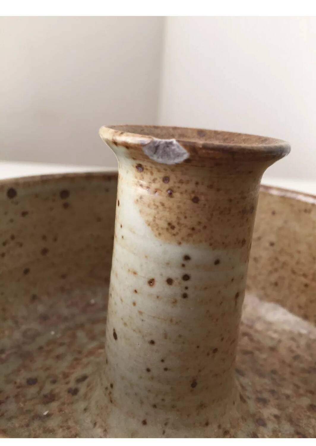 Vintage stoneware candlestick