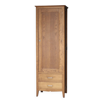 Rare: Parisian wardrobe, oak bonnetière from the 1950s