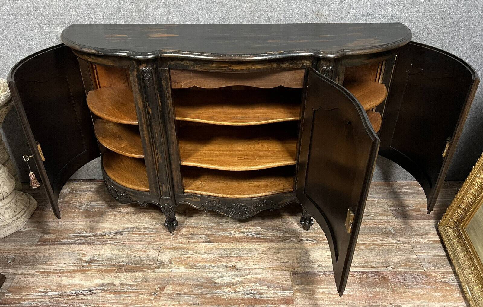 Louis XV style sideboard in lacquered wood and stained wood circa 1900