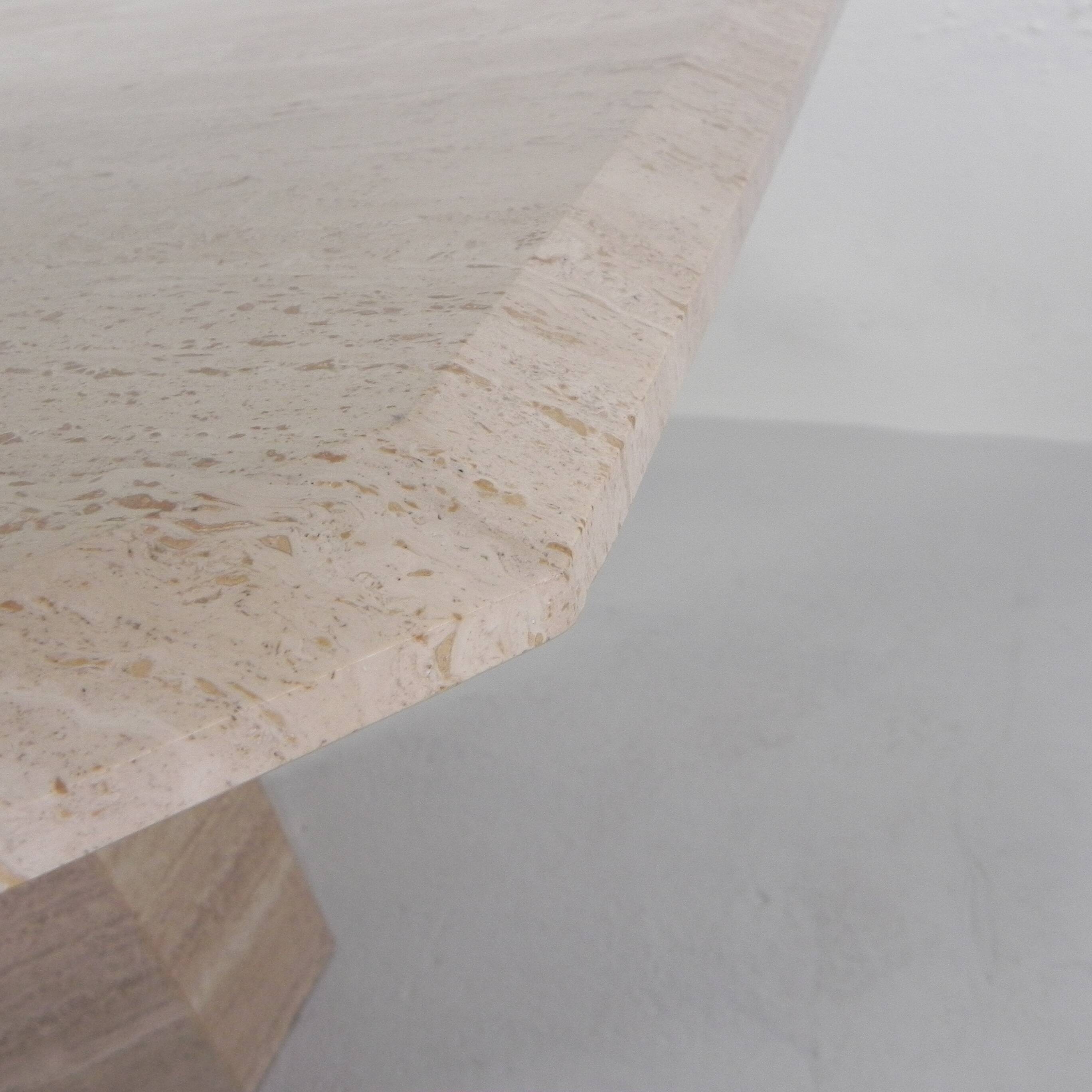 8-sided mid-century travertine dining table, 1970s