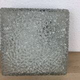 Holophane square wall lamp in chiseled glass, 60s, ceiling lamp