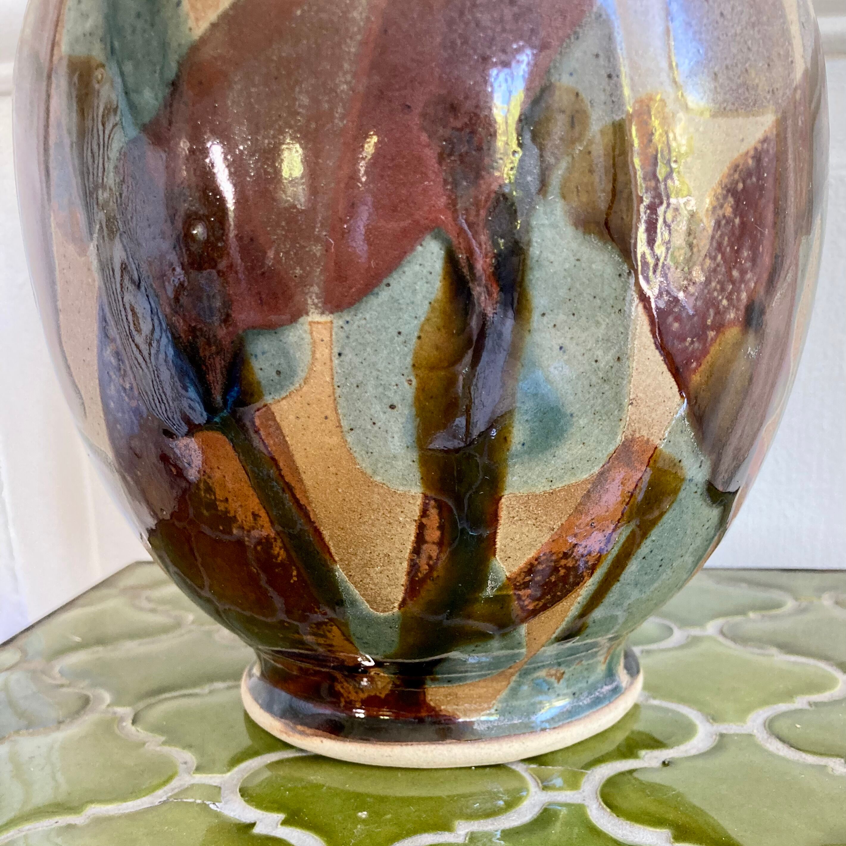 Vase poterie émaillée céramique signée