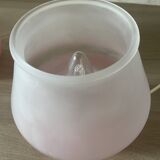 Pair of frosted pink glass mushroom lamps