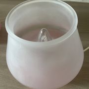 Pair of frosted pink glass mushroom lamps