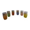 Ensemble de 6 verres granité couleurs assorties et porte verre
