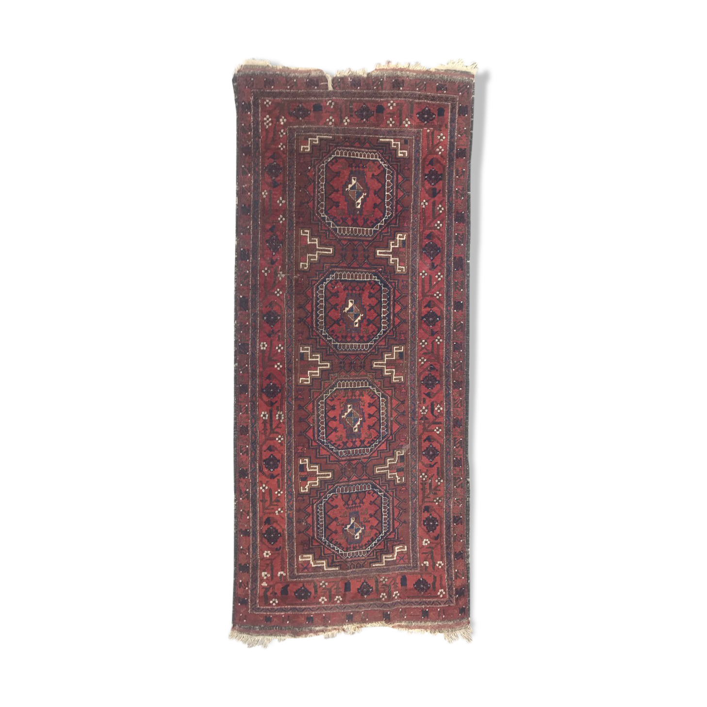 Antique tribal rug turkmen belutch 19th century handmade 104x237 cm