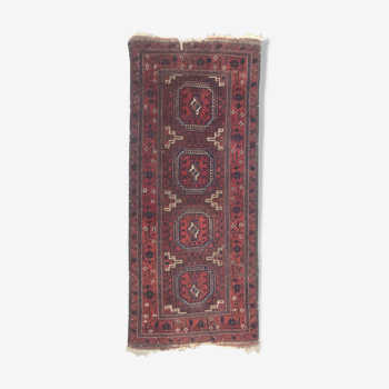 Tapis ancien tribal turkmen belutch 19e siècle fait main 104x237 cm