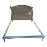 White wooden cane bed