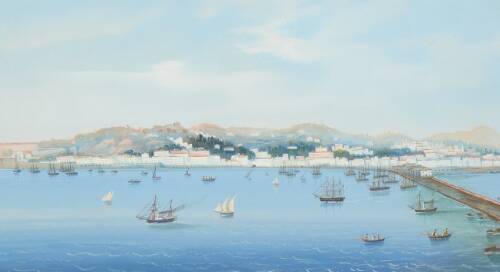 Large Neapolitan gouache: View of Naples. 19th century. Giuseppe Scoppa (attributed)