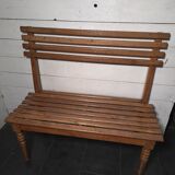 Solid oak workbench with slats signed by Edmond Magrez.