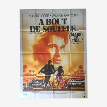 Affiche cinéma "A bout de souffle made in USA" Richard Gere 120x160cm 1983