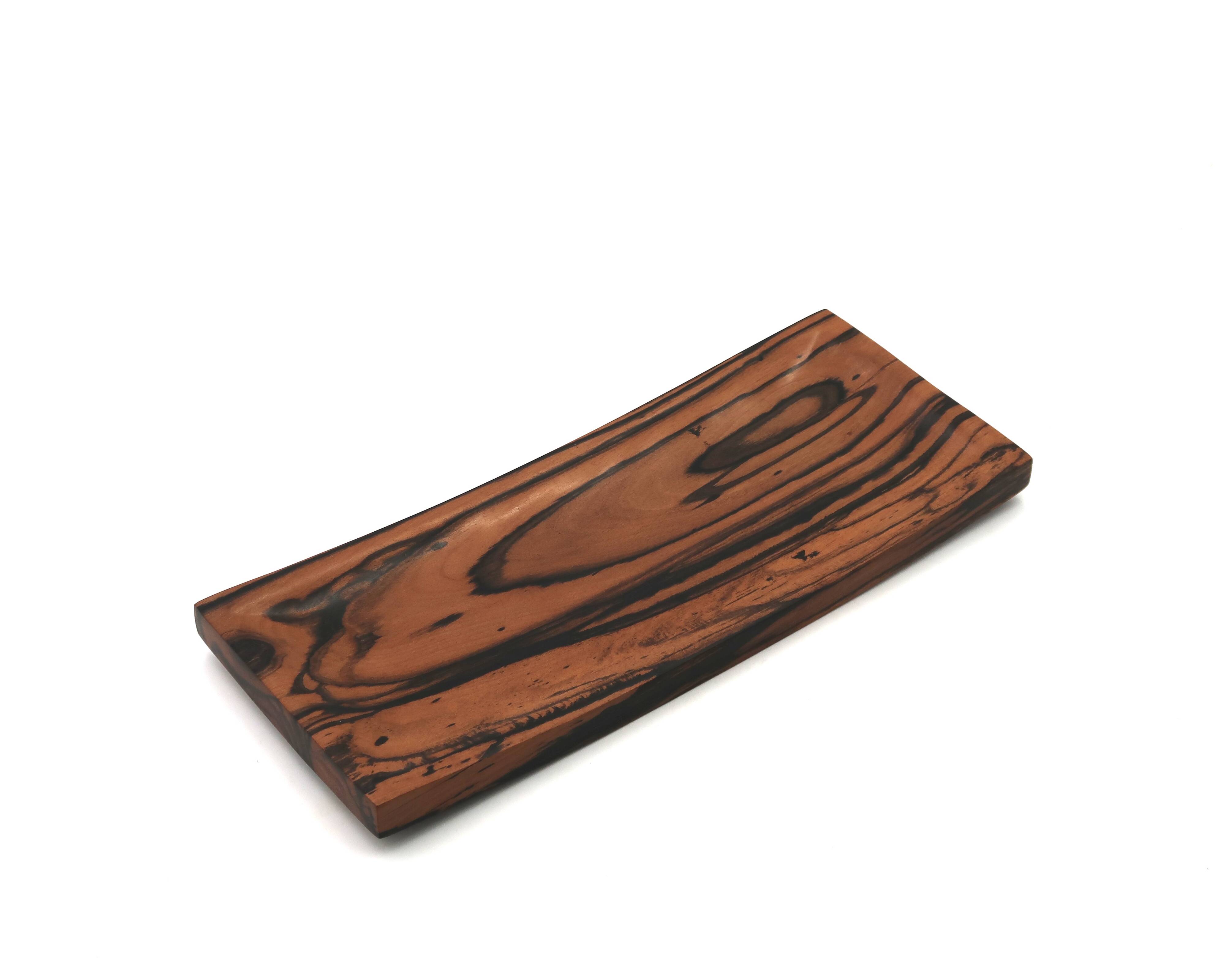 Signed rectangular pocket tray in royal ebony wood, 1970s