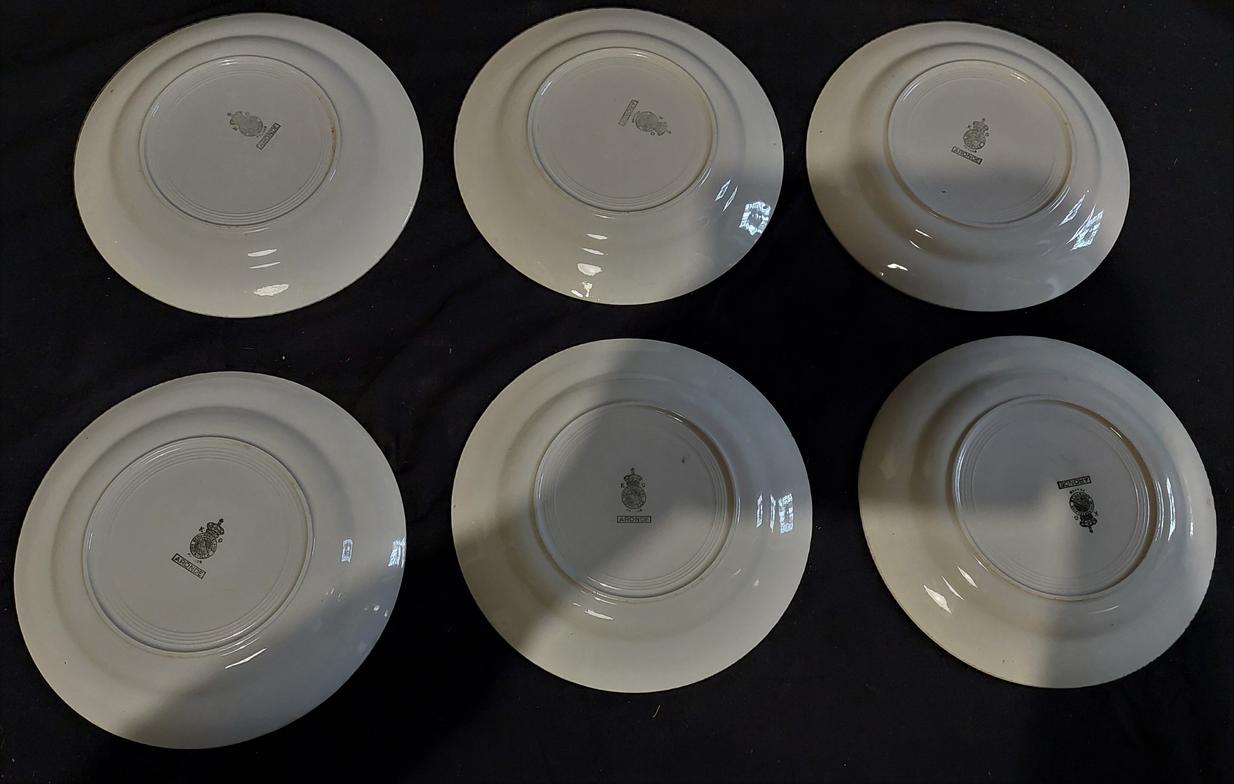 Assiettes plates série de six Lunéville décor Aronde
