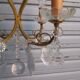 Old 4-light cage chandelier with crystal pendants