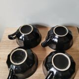 Set of 4 vintage ceramic bar cups blue pink black