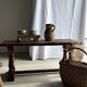 Large antique woven wicker basket with handle H45 L43 D25