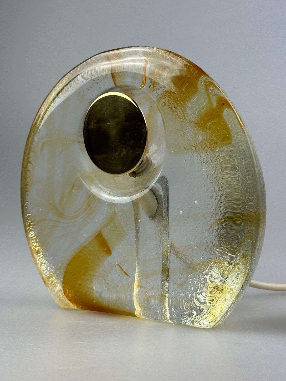 60s 70s table lamp Murano glass brass color inclusions space age design