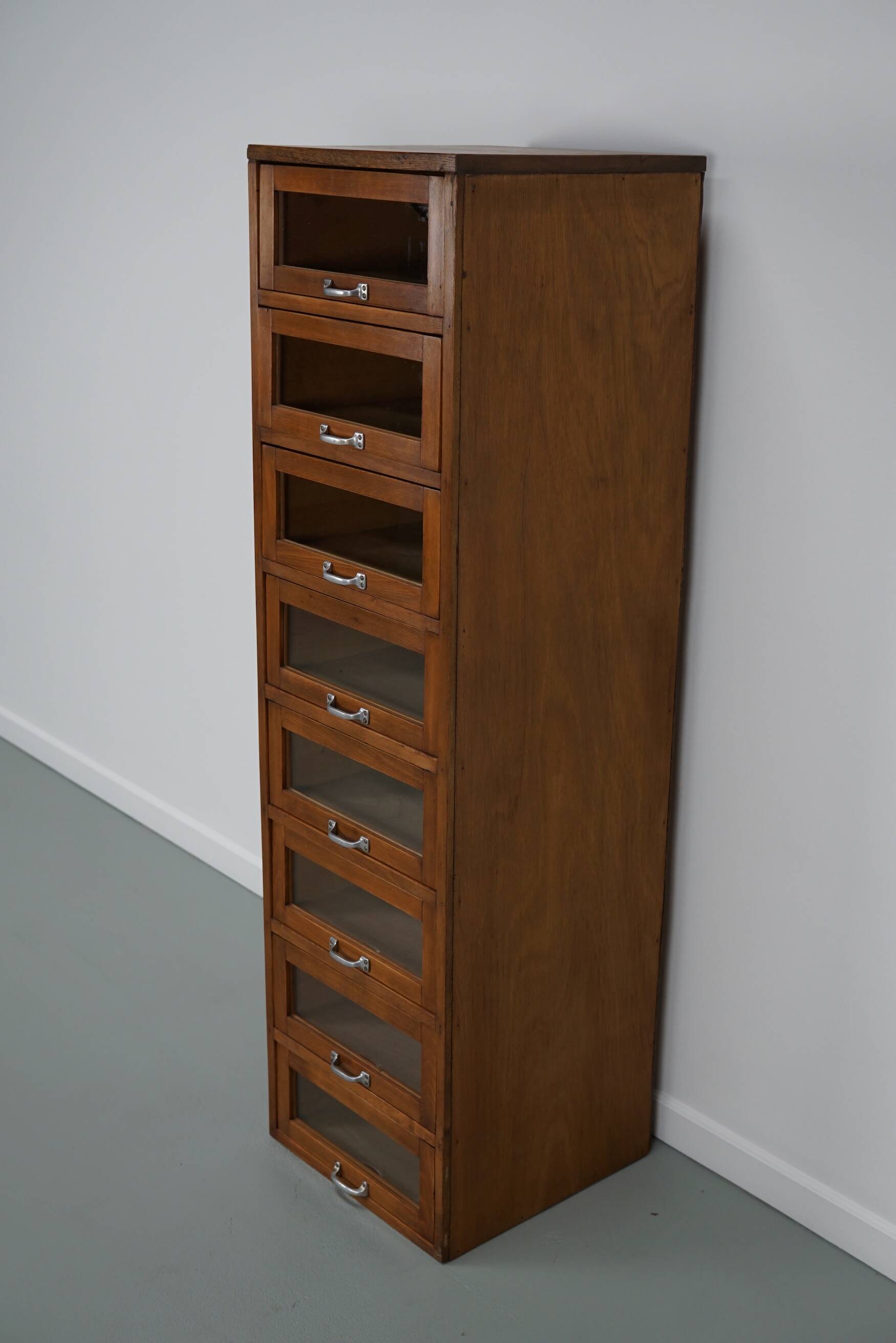 Vintage German Beech / Oak Haberdashery Shop Cabinet / Vitrine, 1950s