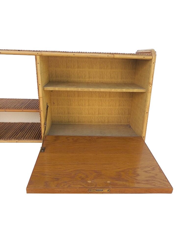 Vintage 70s rattan wall shelf