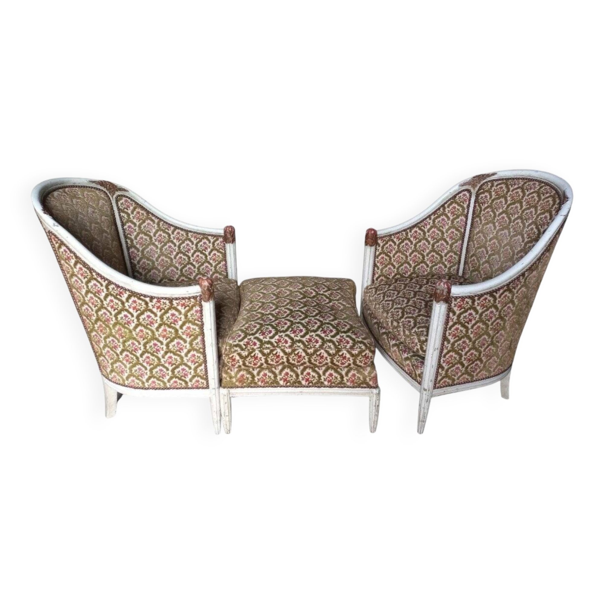 Three armchairs and an ottoman 1925 Art Deco