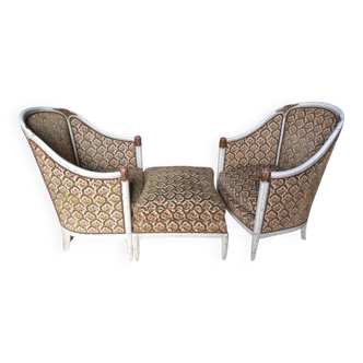 Three armchairs and an ottoman 1925 Art Deco