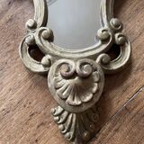 Petit miroir ancien vintage en bois doré, style rocaille