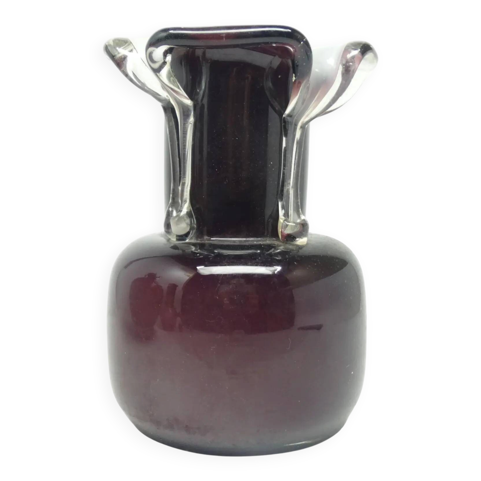 Mid-century modern vase, purple glass, Poland, 1970s