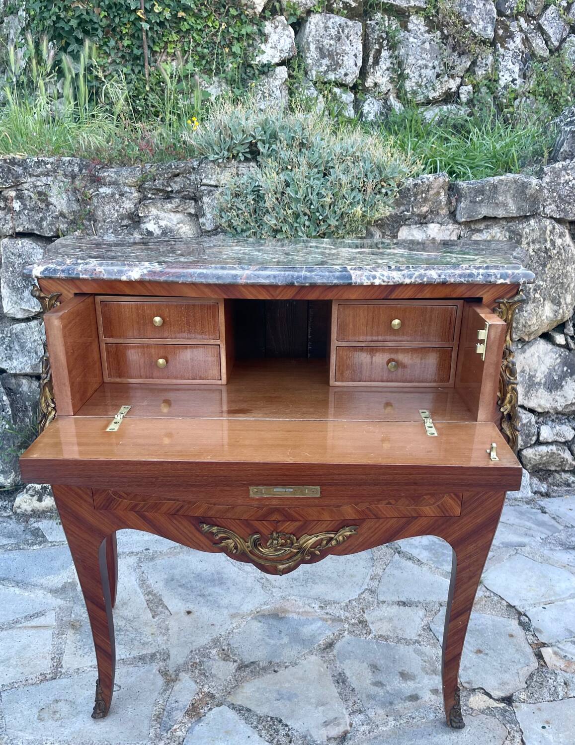 Small Louis XV style desk chest of drawers, 19th century period
