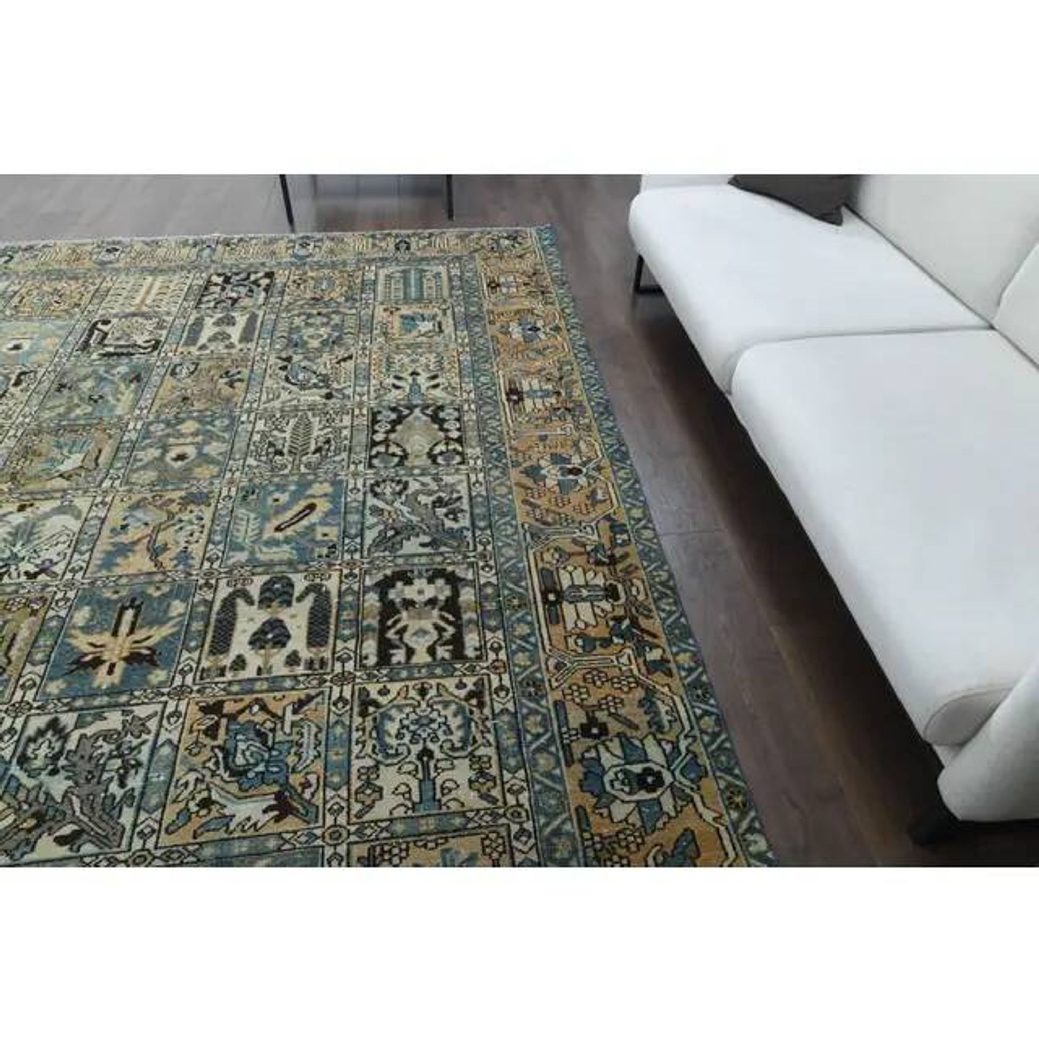 1970s Vintage Persian Handmade Wool Cotton Light Brown Area Rug 272x338