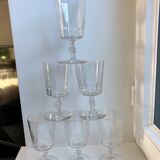 Set of 6 small crystal wine glasses engraved early twentieth century