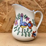 Antique Deshoulleres Deswarte Pitcher White Ceramic Painted Decor Vintage