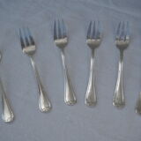 Fish service and its 6 silver-plated cutlery, crossed ribbon model