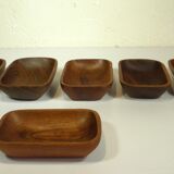 Set of 6 teak bowls 15 x 10