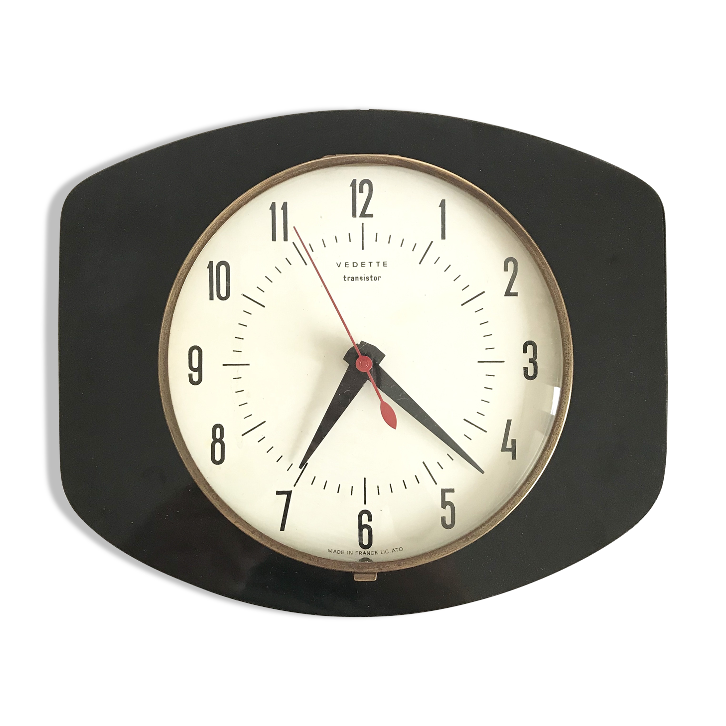 Horloge Vedette formica noir années 60
