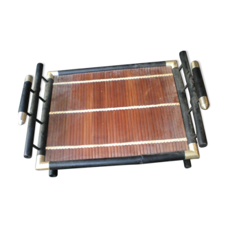 Copper black bamboo tray coffee table