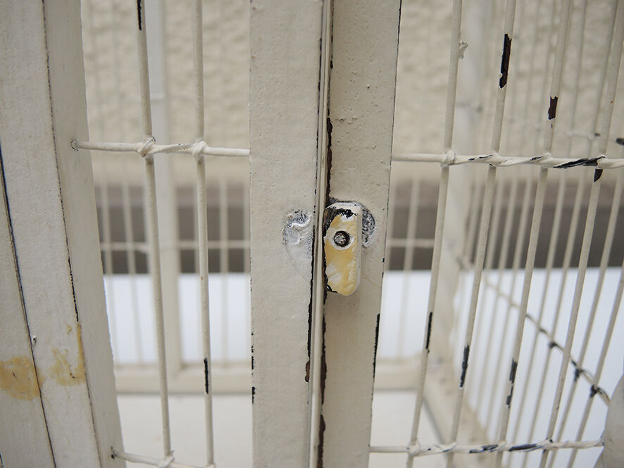 Painted wooden bird cage