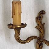 Vintage French Bronze Double Wall Sconces with Acanthus Leaf Detail 5706