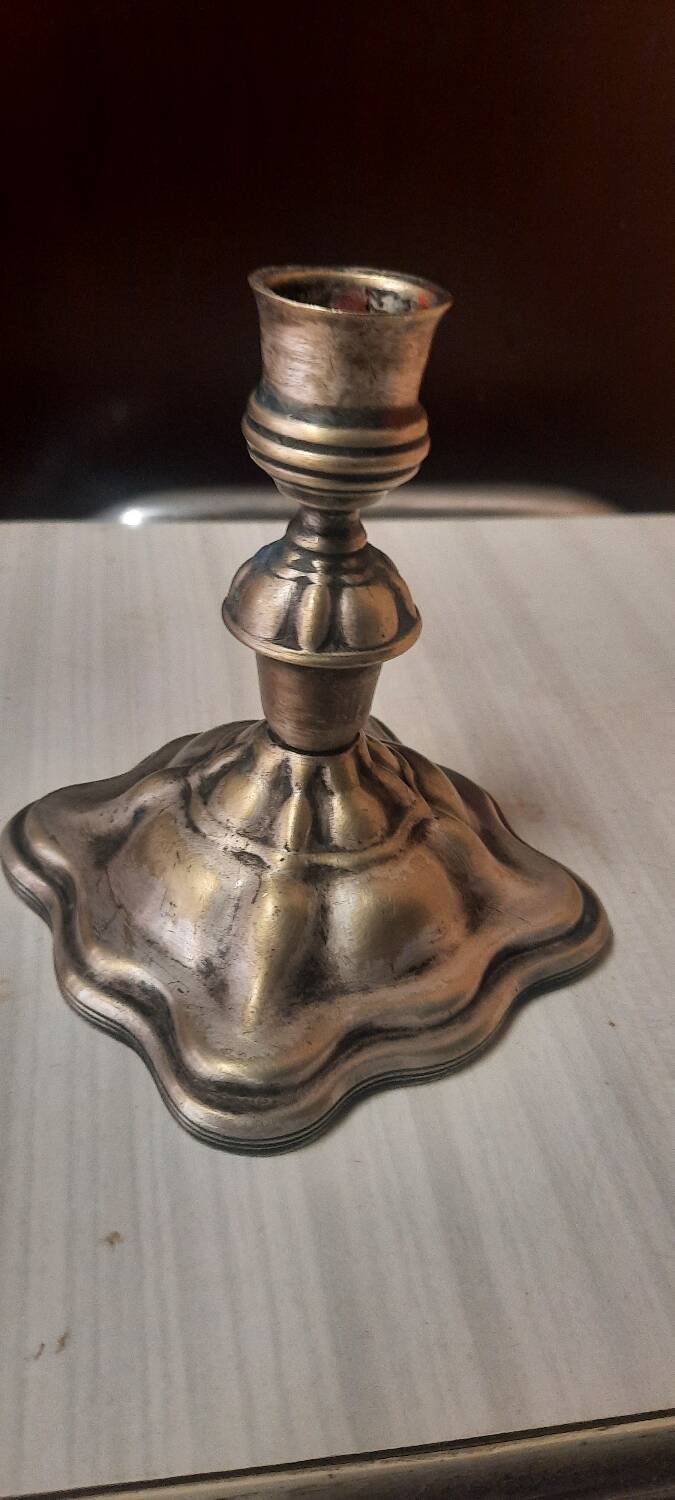Silver metal candle holder