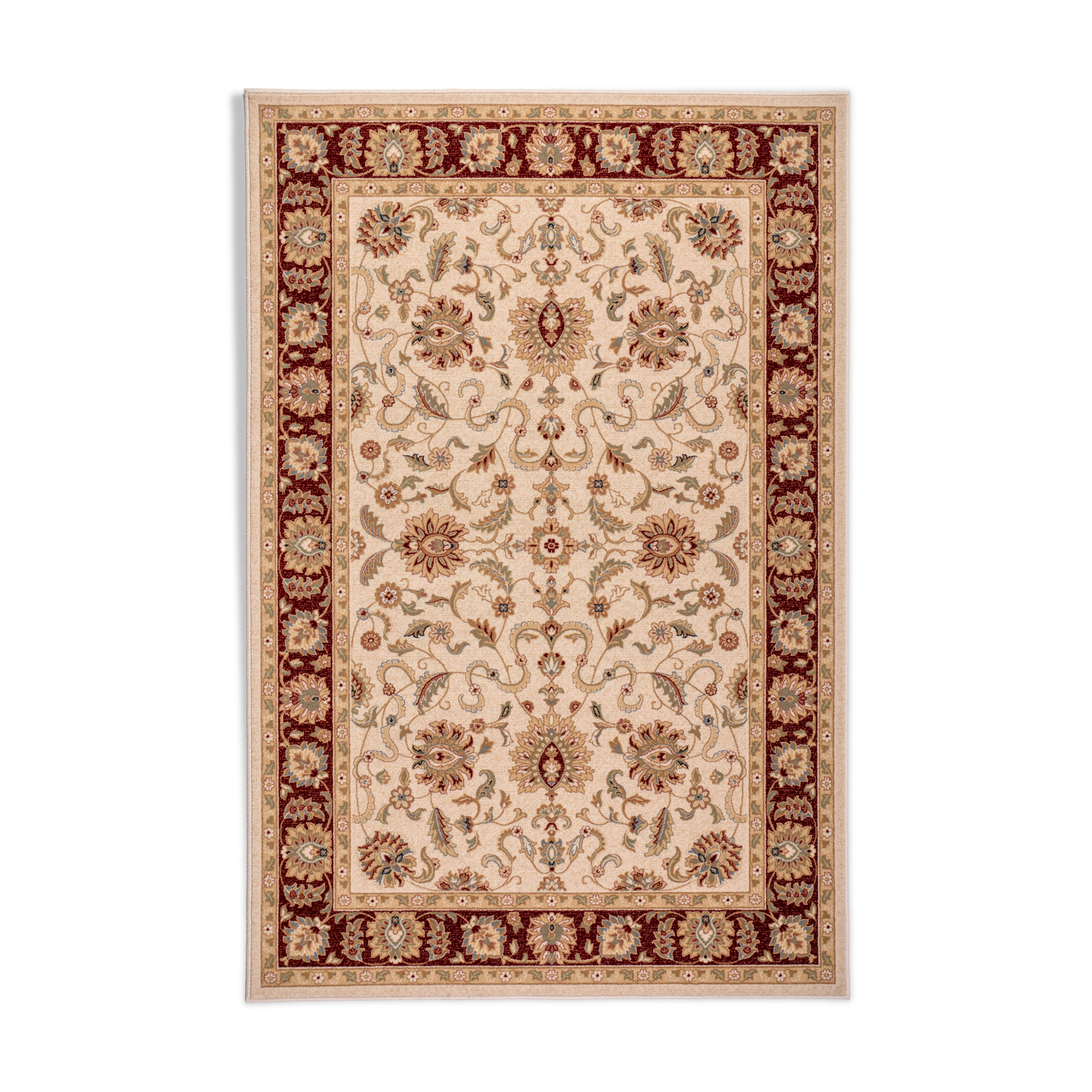 Oriental carpet 1.6x2.3 m in beige and red wool