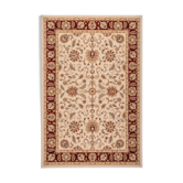 Tapis oriental 1,6x2,3 m en laine beige et rouge