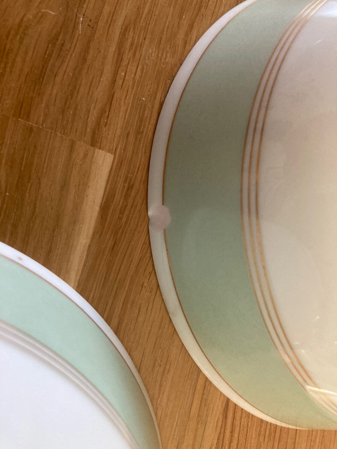 Lunch Head to head Limoges A. Vignaud green gold border