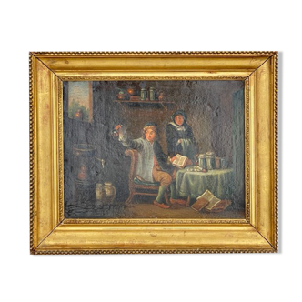 Oil on canvas dutch school the apothecary