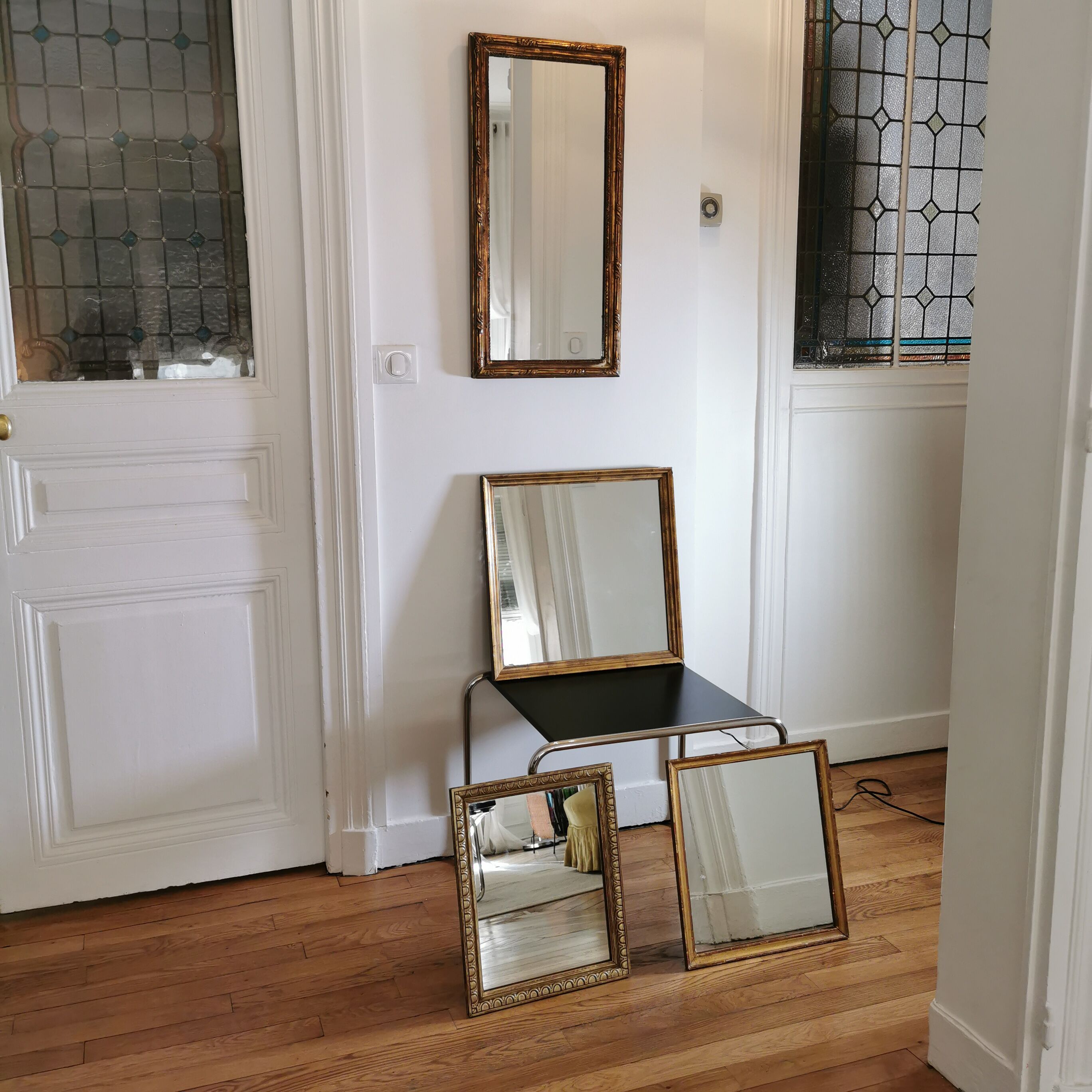 Golden mirror with gold leaf - 40x36cm