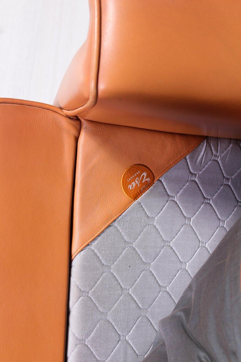 Leather and rosewood chairs and Ottoman by Werner Langenfled Denmark 1960s